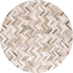 Classic Herringbone Gray Customizable Espina Cowhide Area Floor Rug X-Large