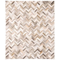 Classic Herringbone Gray Espina Cowhide Floor Rug personnalisable X-Large