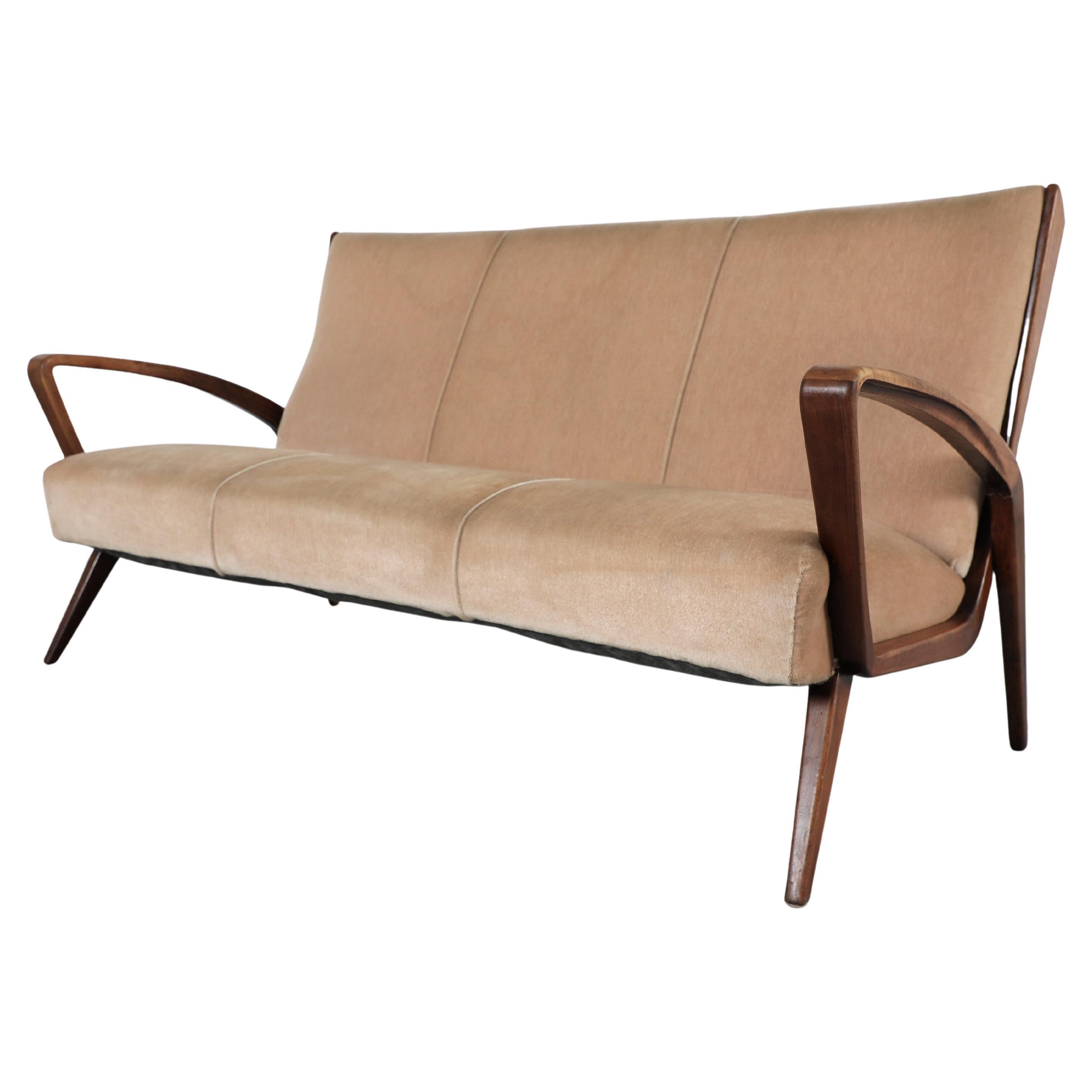 Classic High Back A.A. Patijn Sofa with Original Mohair For Sale