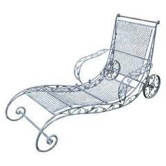 Classic High Quality Wrought Iron Garden Chaise Lounge by Salterini