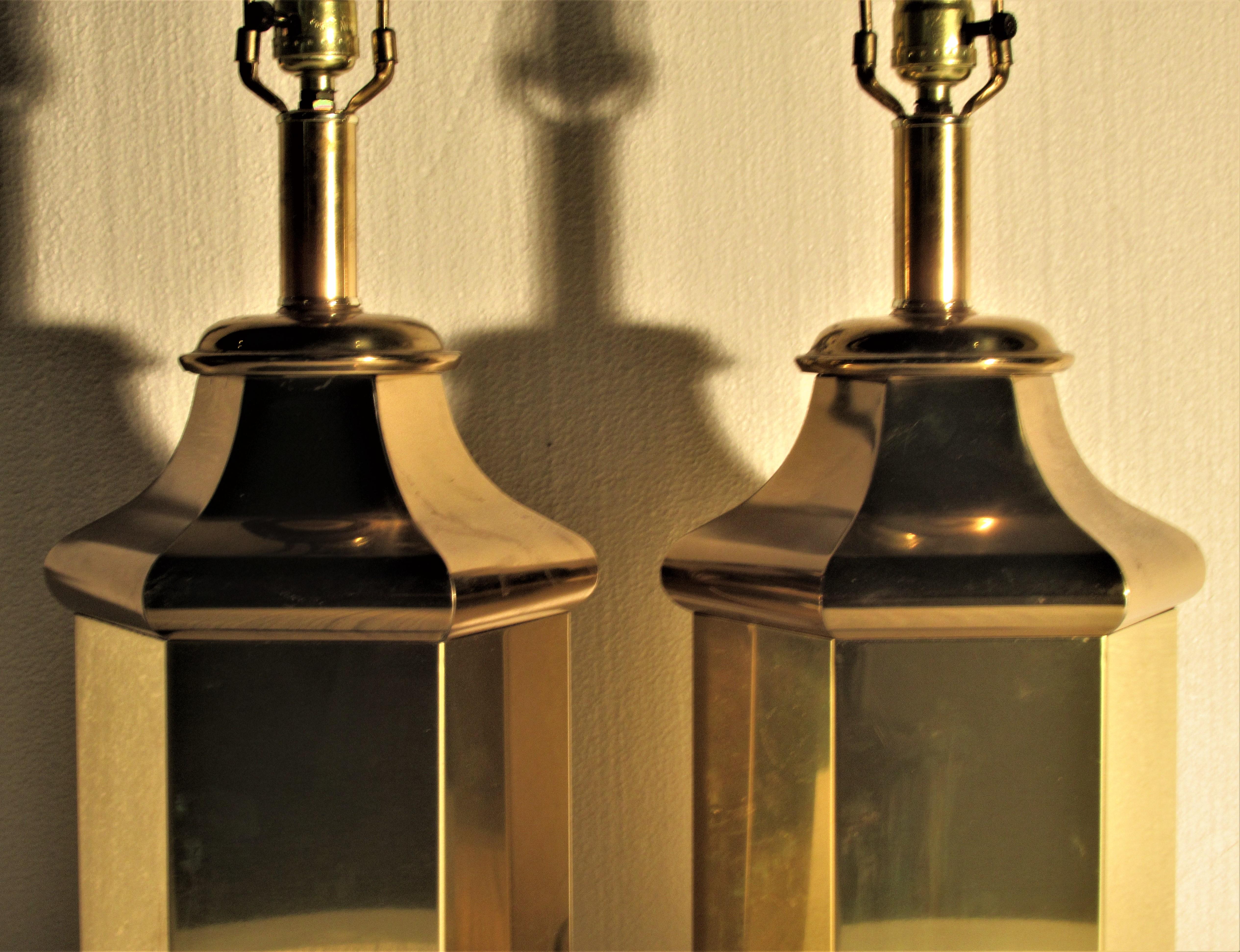 hollywood regency brass lamps