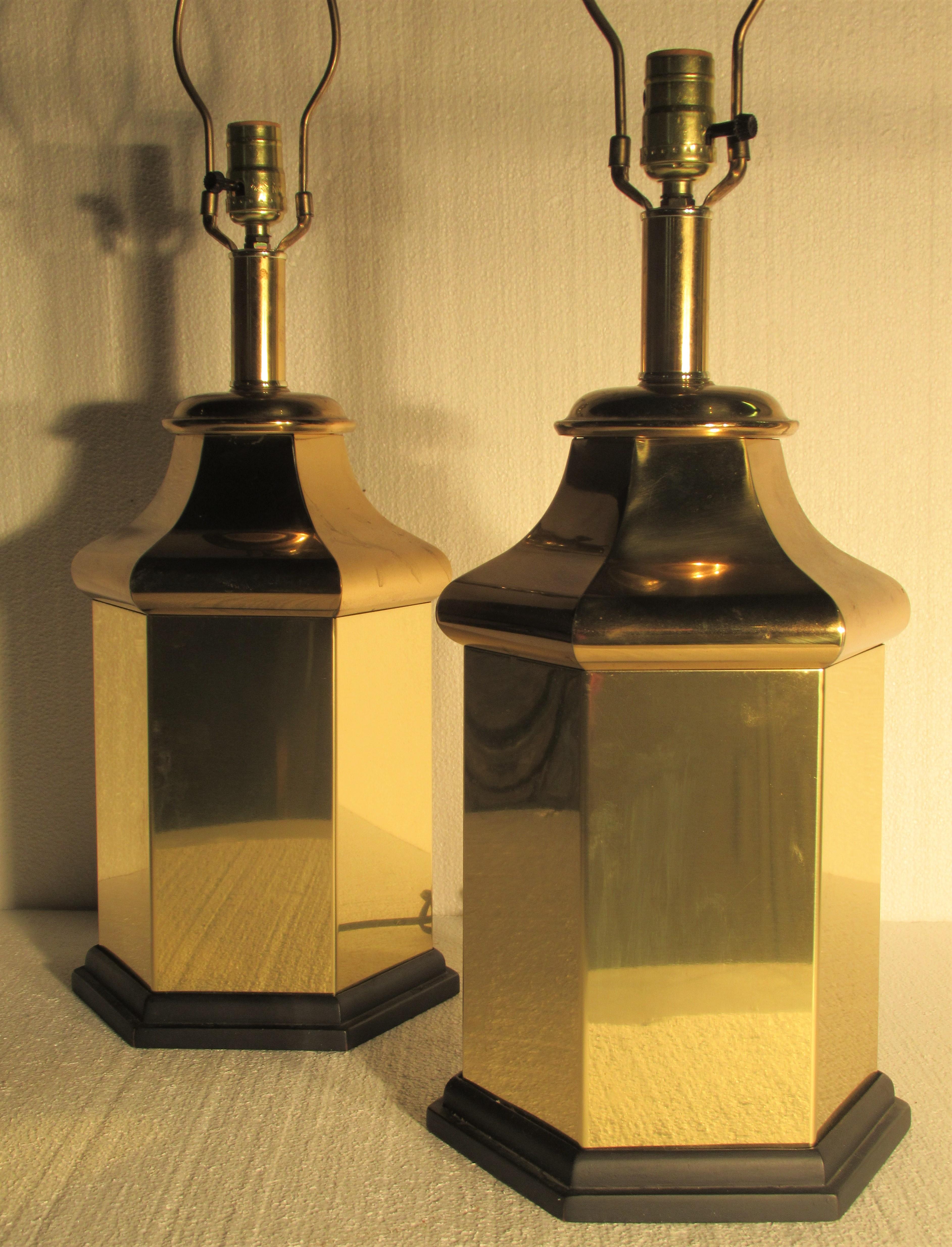 American Classic Hollywood Regency Brass Ginger Jar Lamps