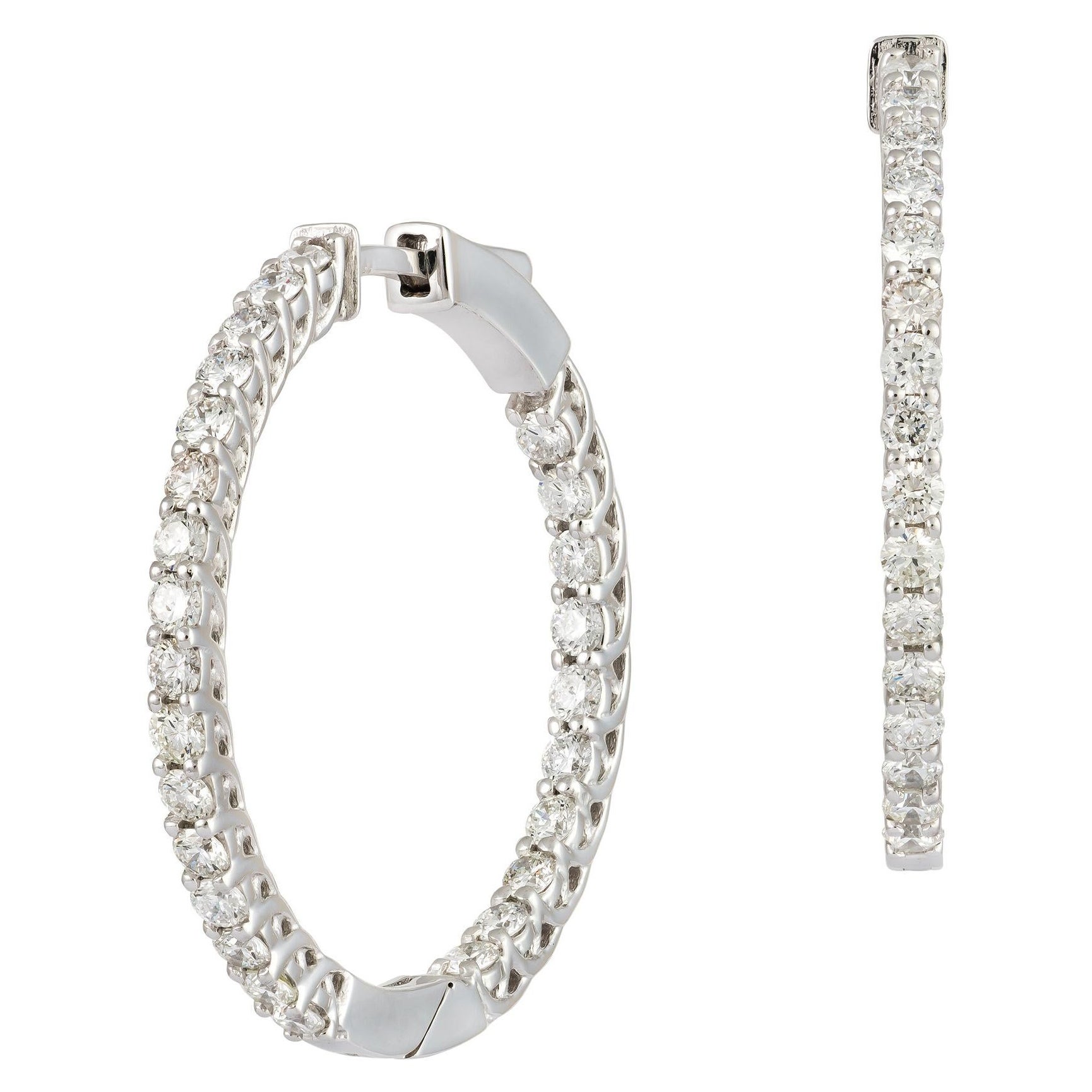 Classic Hoop Weißgold 18K Ohrringe Diamant für Sie