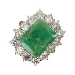 Classic Huge 18ct Gold 7ct Smaragd und 2,7ct Diamant Cluster Ring