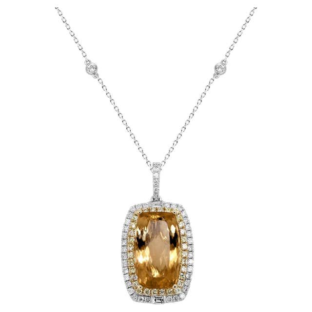 Classic Imperial Topaz with Yellow and White Diamond 14k Two Tone Gold ...