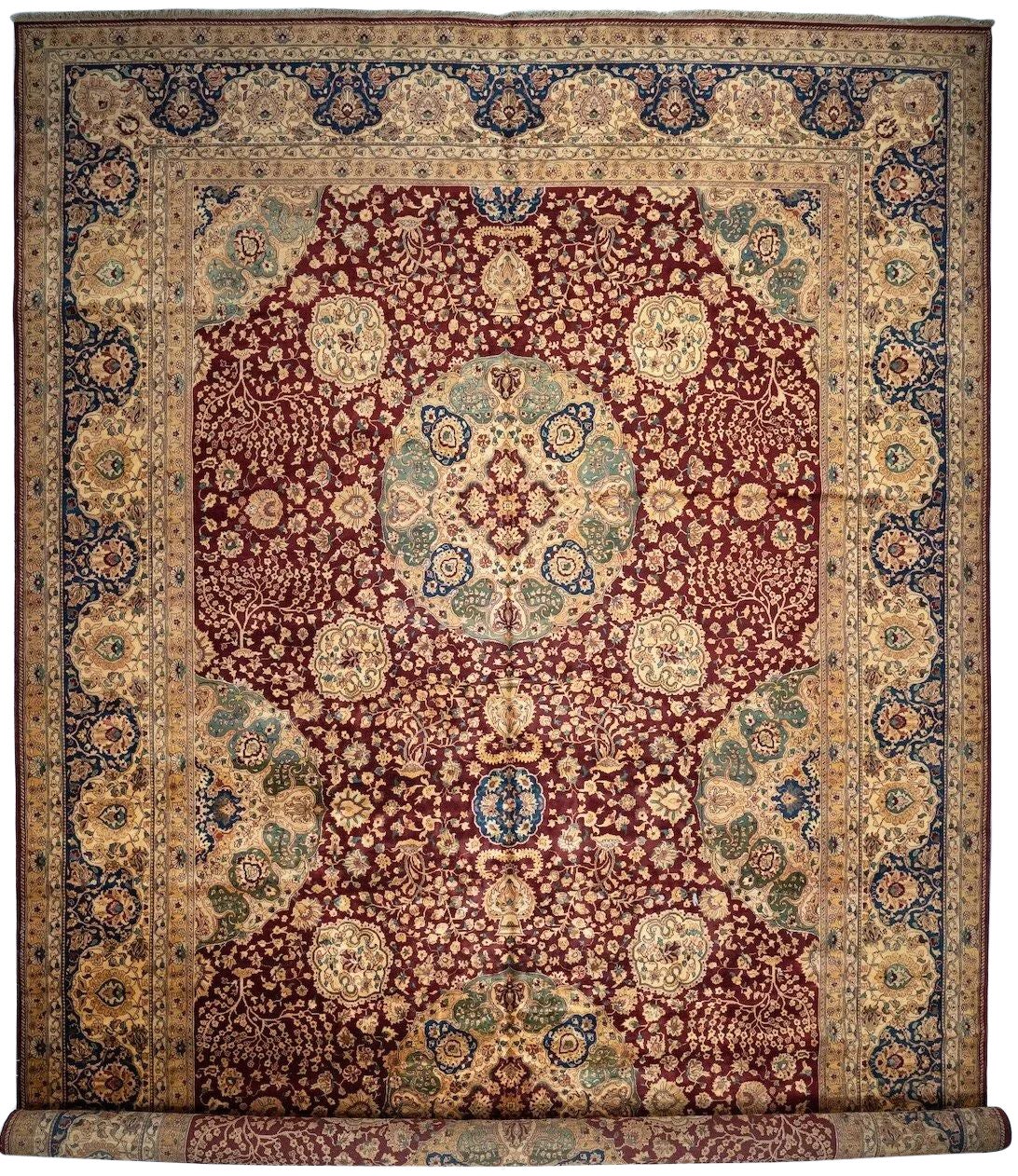 Classic Indian Hand-Knotted Agra Wool Palace Size Rug 12x20