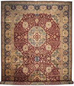 Classic Indian Hand-Knotted Agra Wool Palace Size Rug 12x20