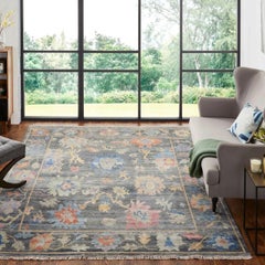 Classic Indian Hand-Knotted Artemis Wool Area Rug 9x12 Gray