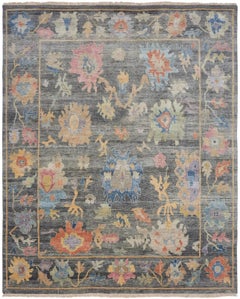 Classic Indian Hand-Knotted Artemis Wool Area Rug 9x12 Gray