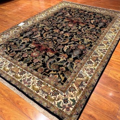 Tapis indien classique en laine « Golden Age », noué à la main, 6 x 9, noir