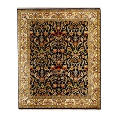 Tapis indien classique en laine « Golden Age », noué à la main, 6 x 9, noir