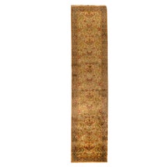 Classic Indian Hand-Knotted Golden Age Wool Runner Rug 2x10