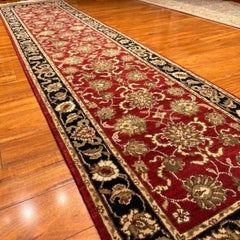 Classic Indian Hand-Knotted Jaipur Wool Runner Rug 3x10 Red