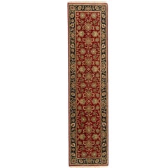 Classic Indian Hand-Knotted Jaipur Wool Runner Rug 3x10 Red