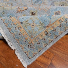 Classic Indian Hand-Knotted Mahal Wool Area Rug 9x12 Blue
