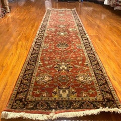 Classic Indian Hand-Knotted Tabriz Wool Runner Rug 3x10 Red