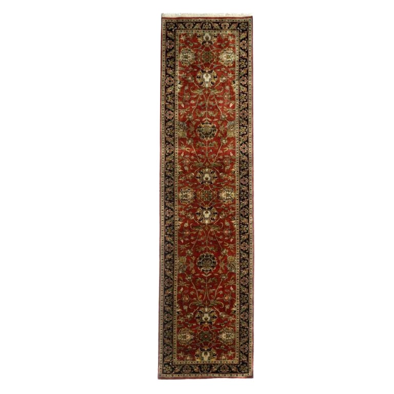 Classic Indian Hand-Knotted Tabriz Wool Runner Rug 3x10 Red