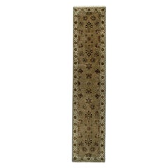 Classic Indian Hand-Knotted Tabriz Wool Runner Rug 3x12 Gold