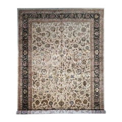 Classic Indian Hand-Knotted Tabriz Wool Silk Area Rug 11x16