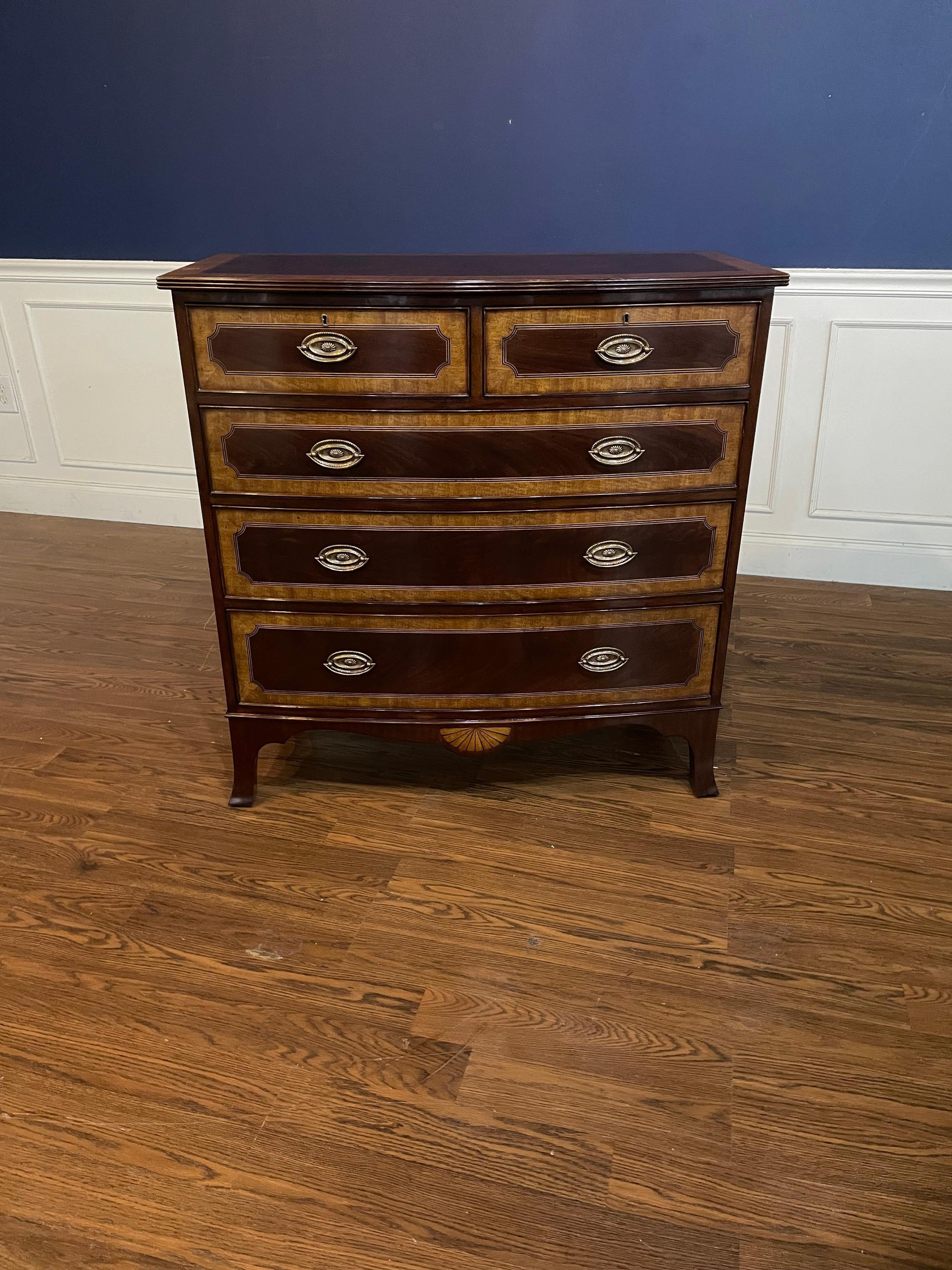 Classic Inlaid Bow Front Mahogany Chest by Leighton Hall  For Sale 1