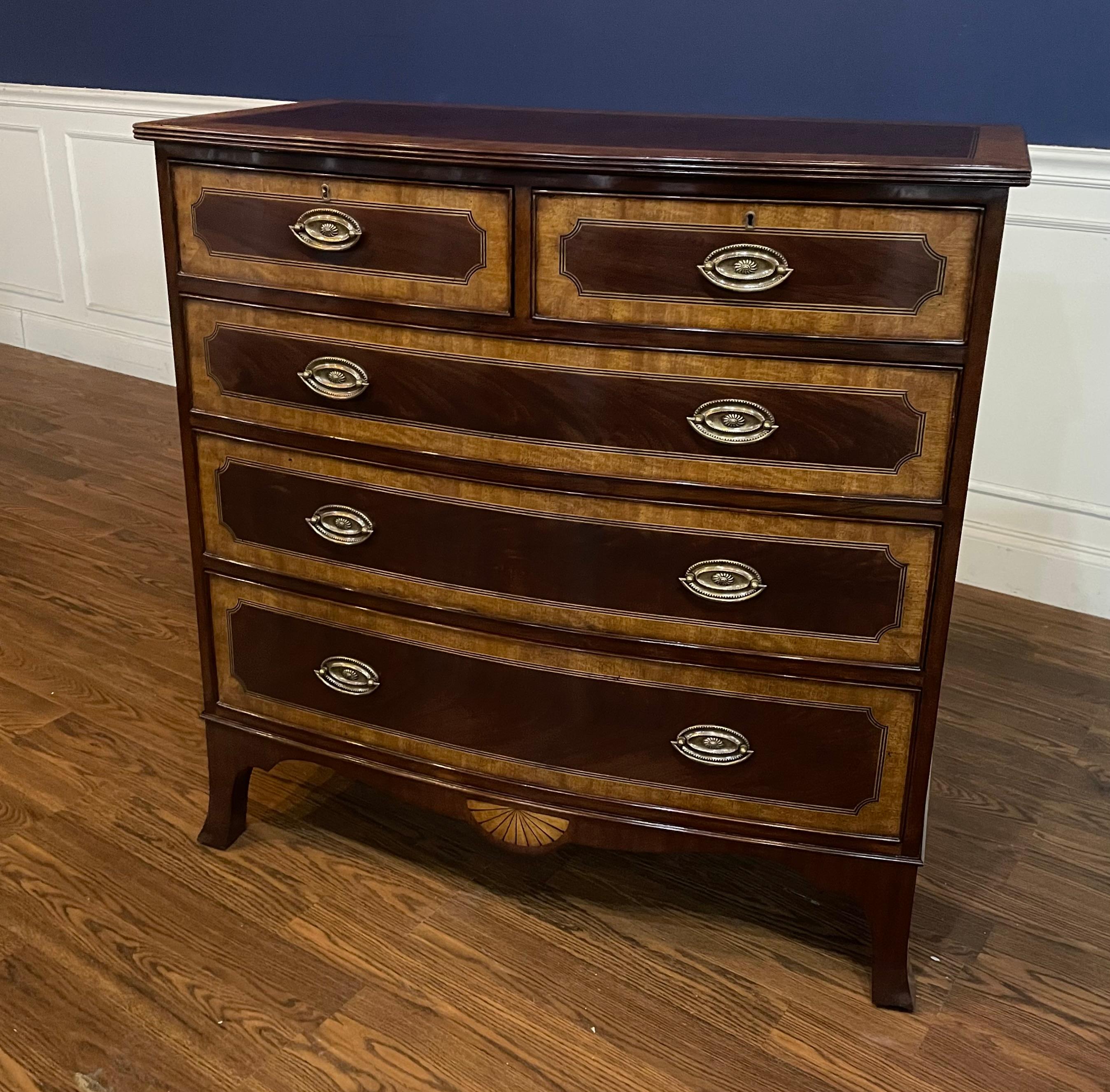 Classic Inlaid Bow Front Mahogany Chest by Leighton Hall  For Sale 2