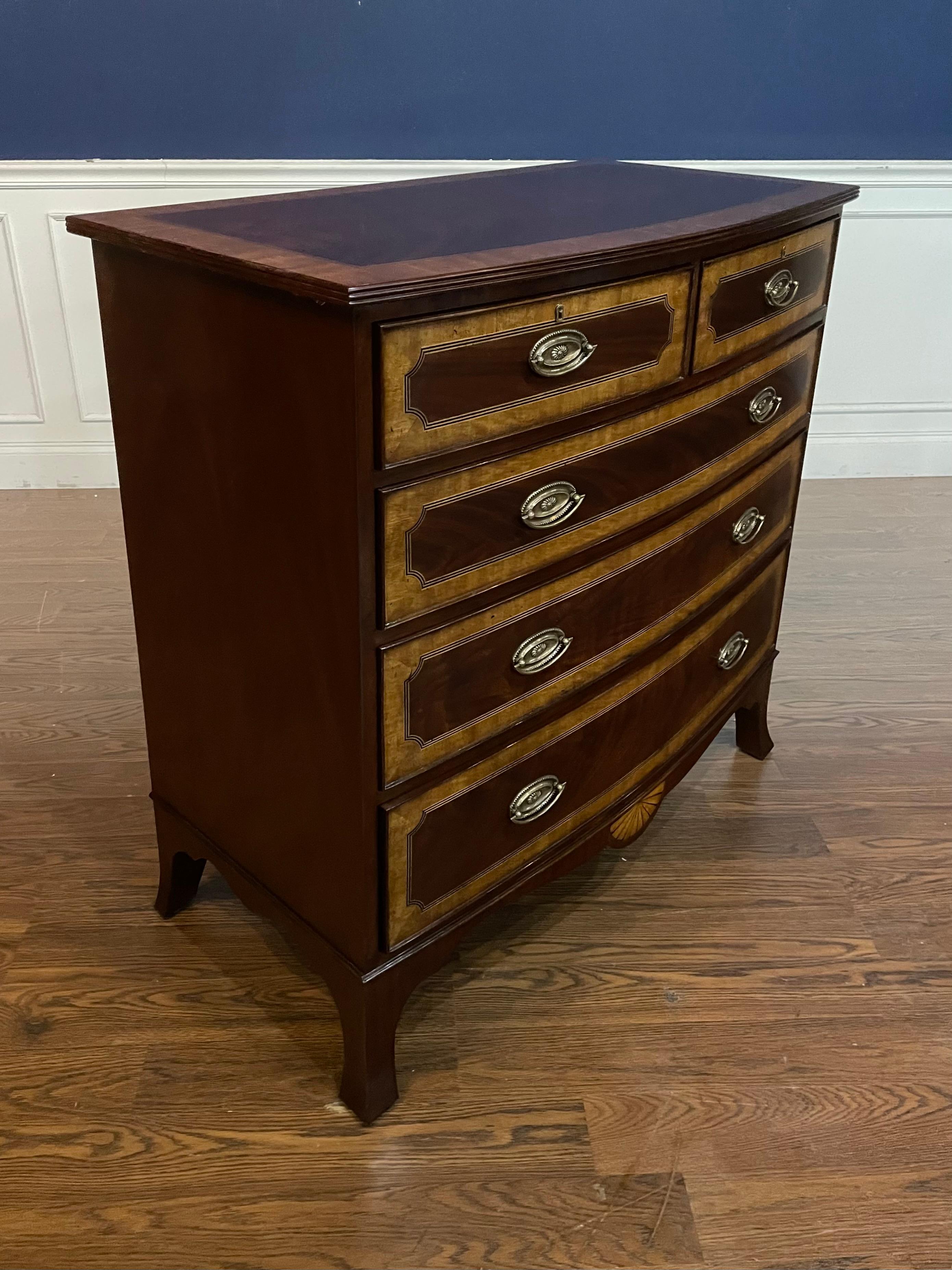 Classic Inlaid Bow Front Mahogany Chest by Leighton Hall  For Sale 3