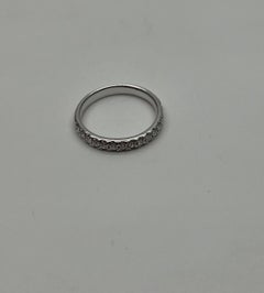 Classic Inset Round Brilliant Diamond Line 14K White Gold Medium Band Ring