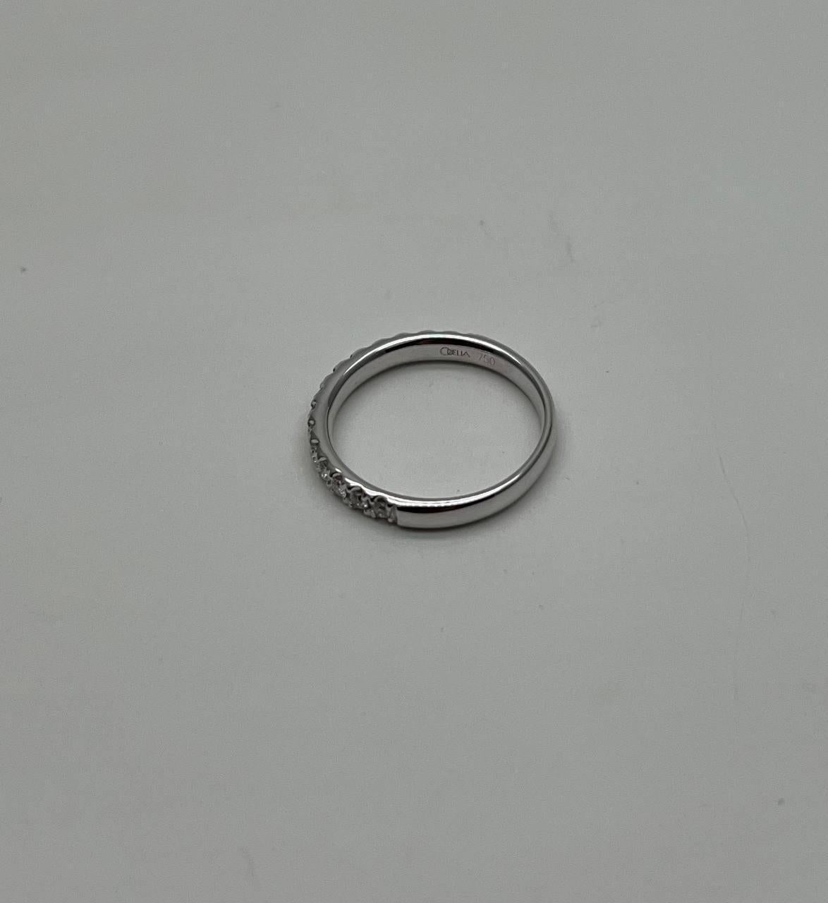 Classic Inset Round Brilliant Diamond Line 14K White Gold Medium Band Ring In New Condition For Sale In Oakton, VA
