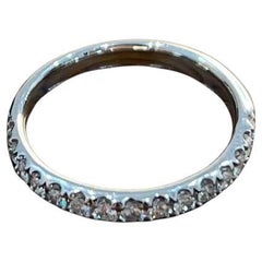 Classic Inset Round Brilliant Diamond Line 14K White Gold Medium Band Ring