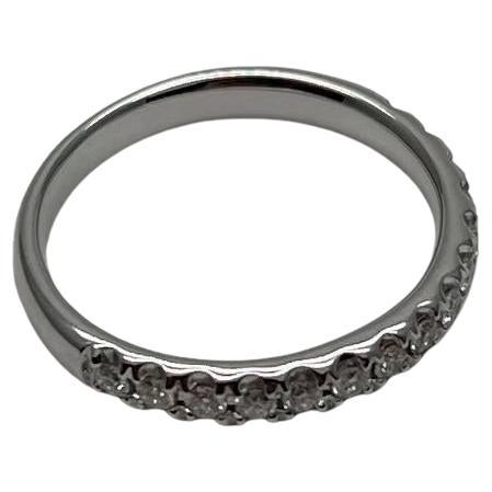 Classic Inset Round Brilliant Diamond Line 14K White Gold Medium Band Ring