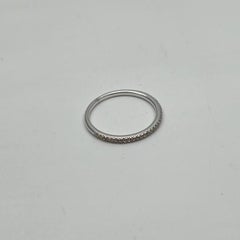 Classic Inset Round Brilliant Diamond Line 14K White Gold Thin Band Ring