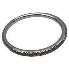 Classic Inset Round Brilliant Diamond Line 14K White Gold Thin Band Ring