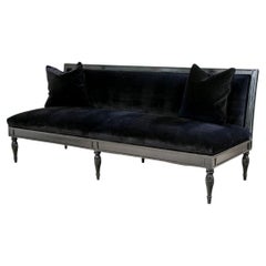 Classic International Style Navy Mohair Armless Sofa