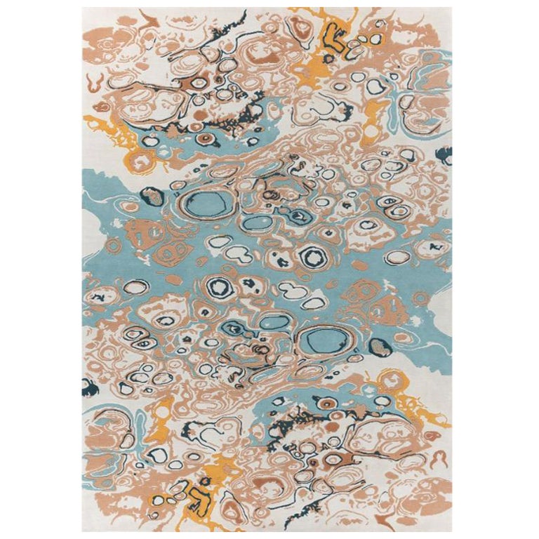 Classic Intricacy Schneeweiß & Indian Tan 180x270 cm Handgeknüpfter Teppich im Angebot