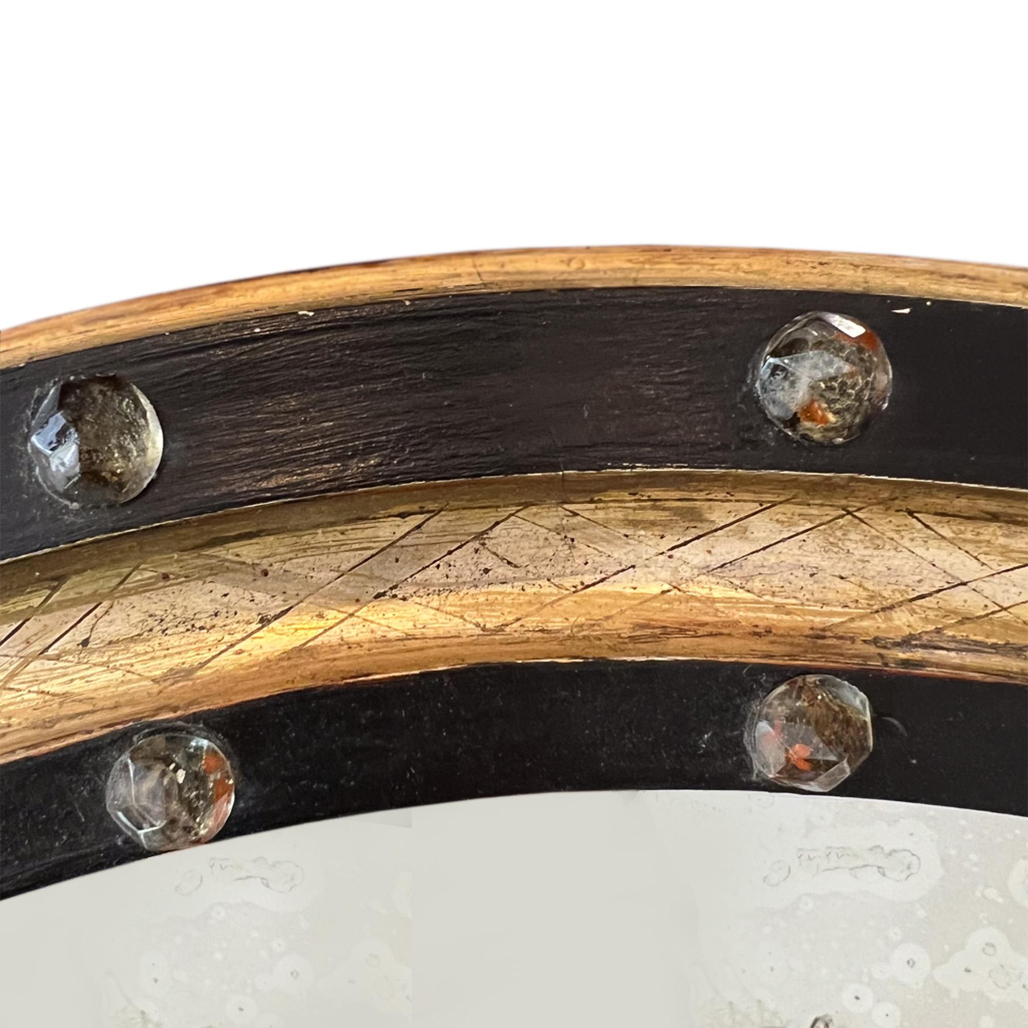 Espejo Oval Clásico Irlandés Con Detalle De Cristal Transparente Y Borde Dorado Hecho a mano en venta