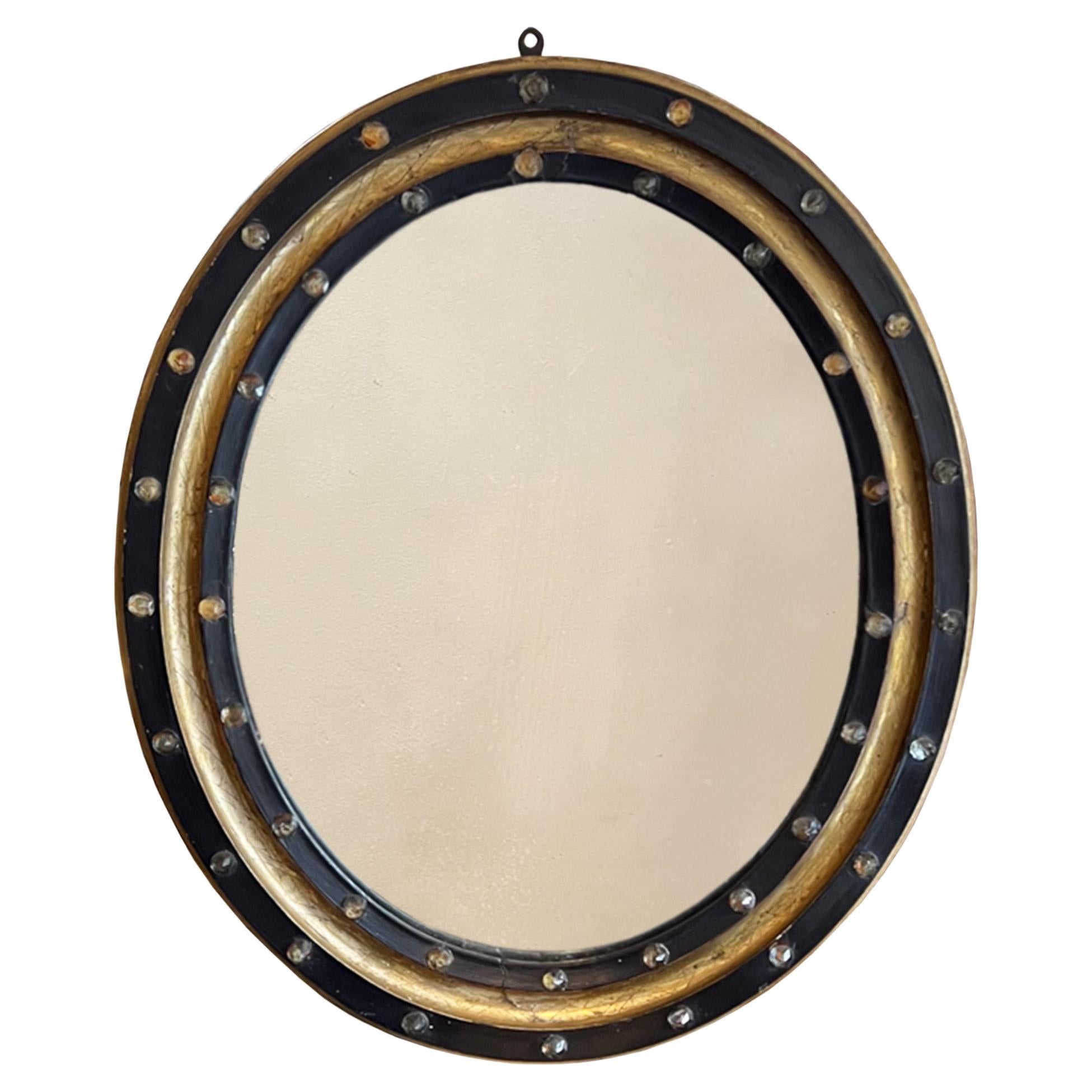 Classic Irish Oval Mirror With Clear Glass Detail And Gold Edge