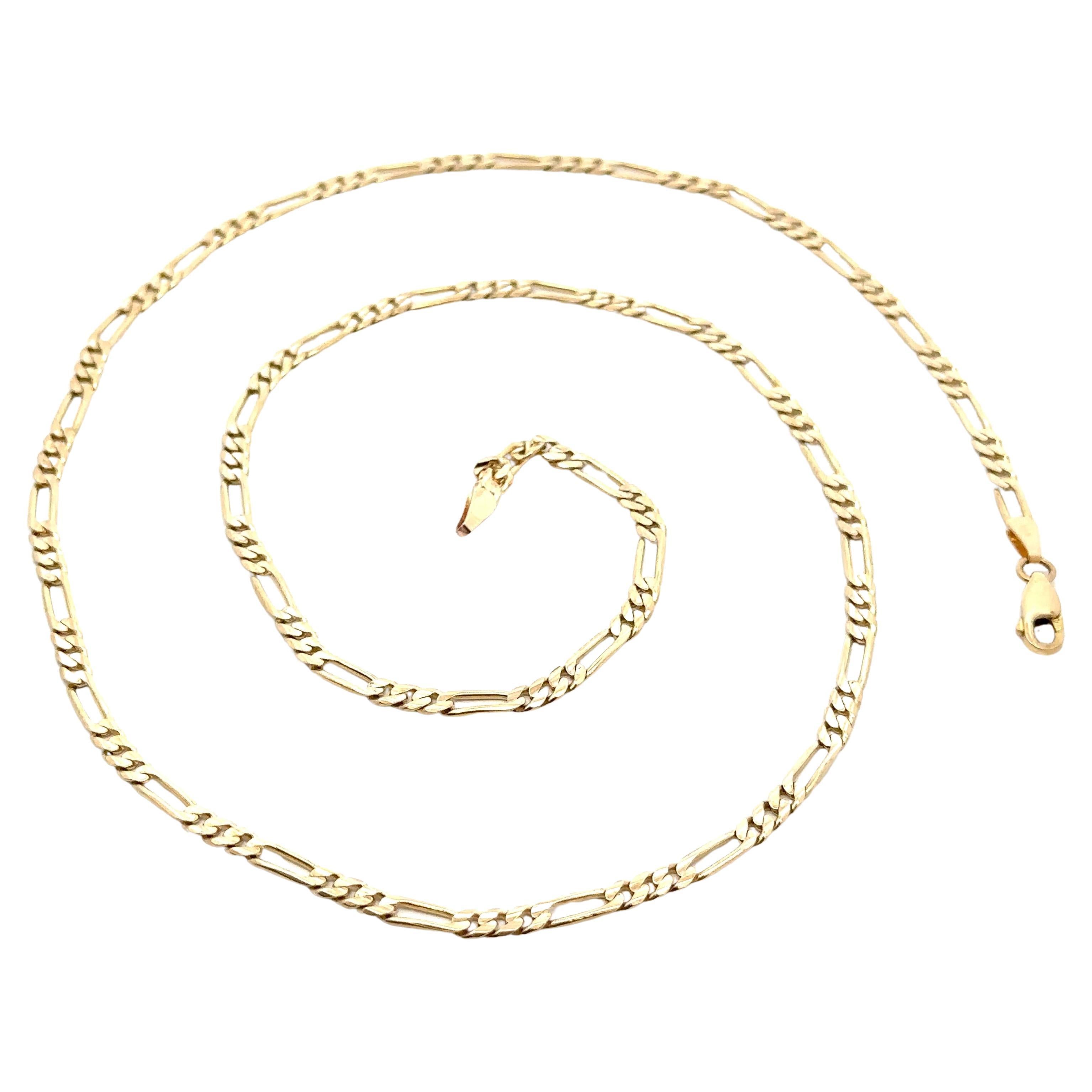 Klassische italienische 14k massivem Gelbgold 25" 3,5 mm lange Figaro Link Kette Halskette