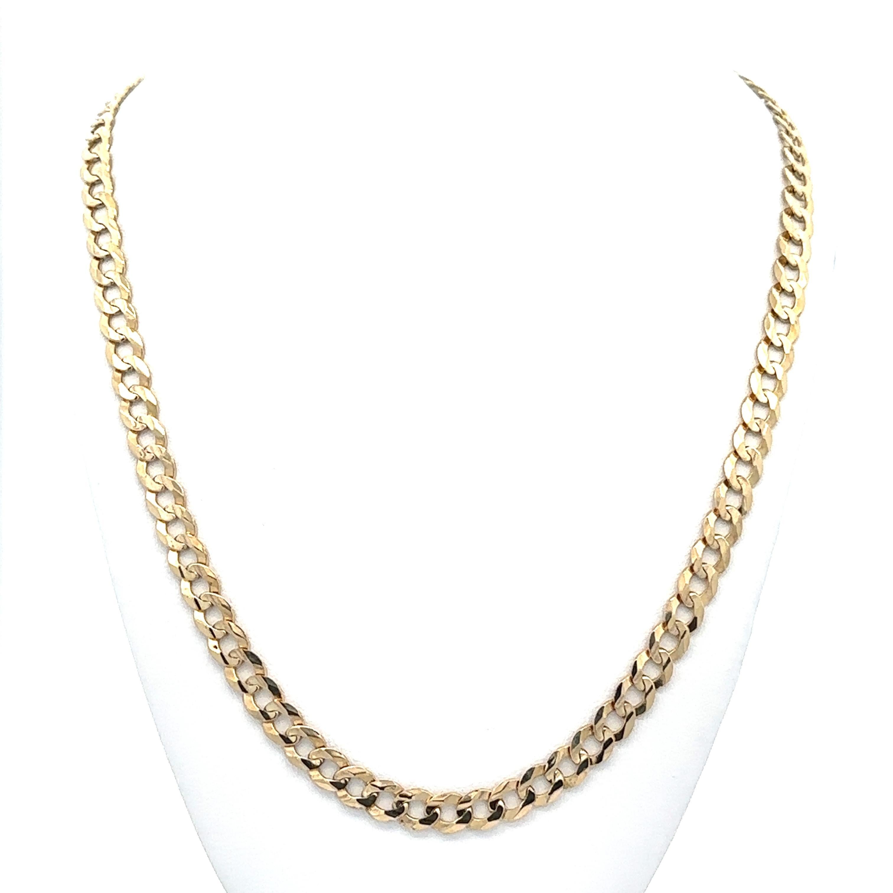 Collar italiano clásico de oro amarillo de 14k con cadena de eslabones cubana de 4,5 mm y 20 pulgadas en Bueno estado para la venta en Montclair, NJ