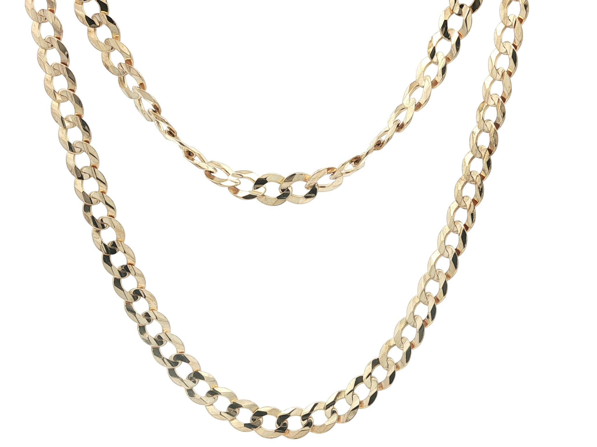 Femenino o masculino Collar italiano clásico de oro amarillo de 14k con cadena de eslabones cubana de 4,5 mm y 20 pulgadas en venta
