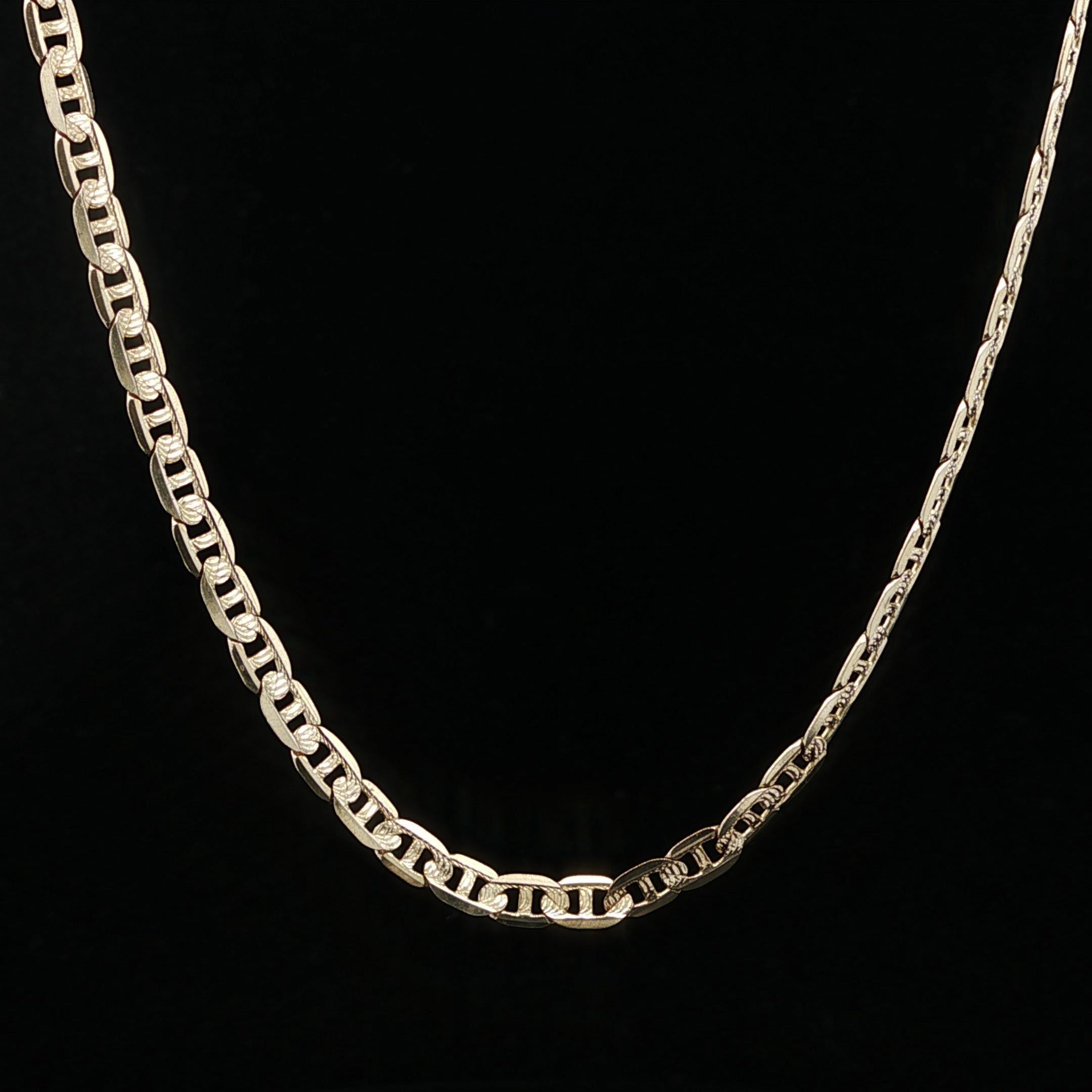 Collar clásico italiano de oro amarillo de 14k de 3,4 mm y 16