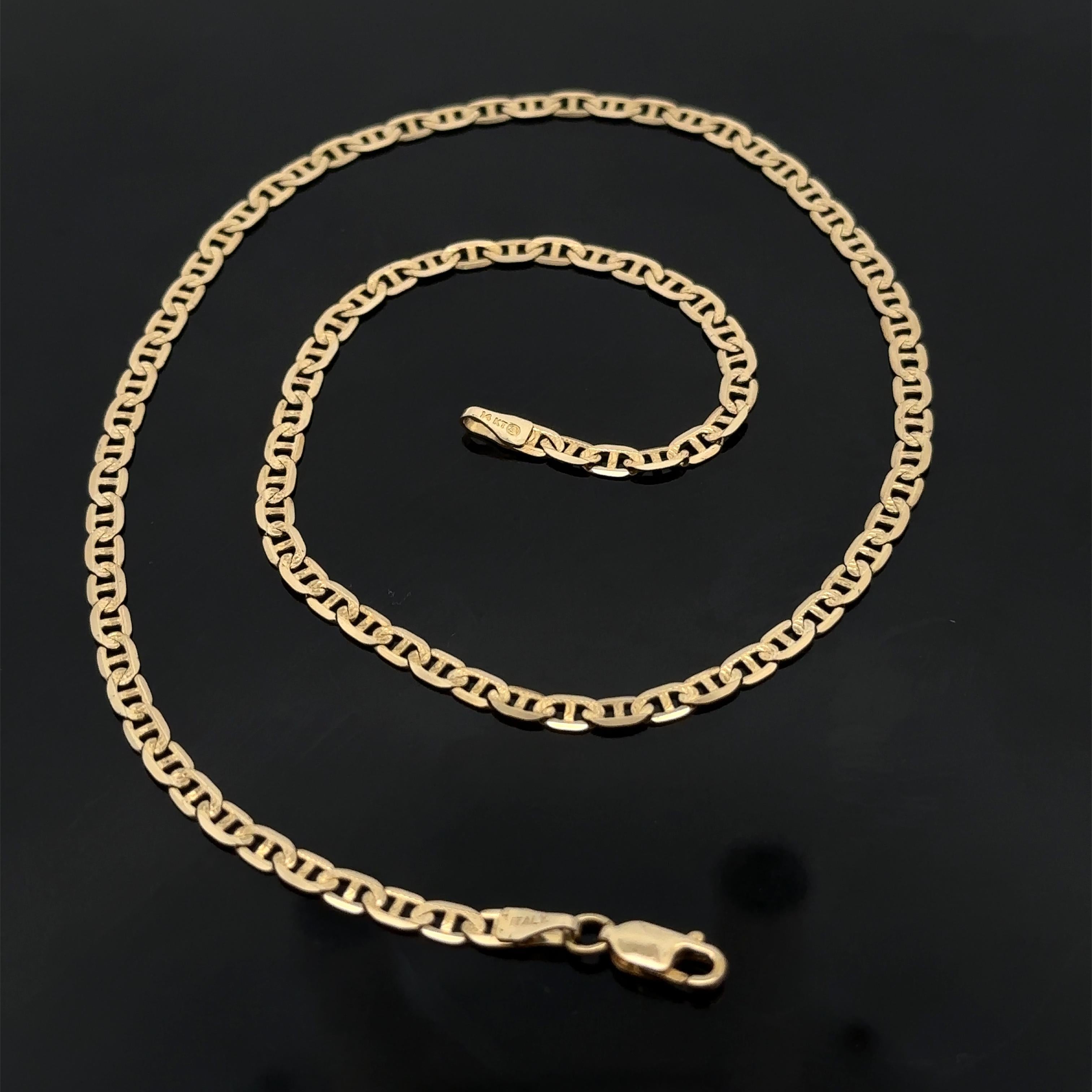 Collar clásico italiano de oro amarillo de 14k de 3,4 mm y 16