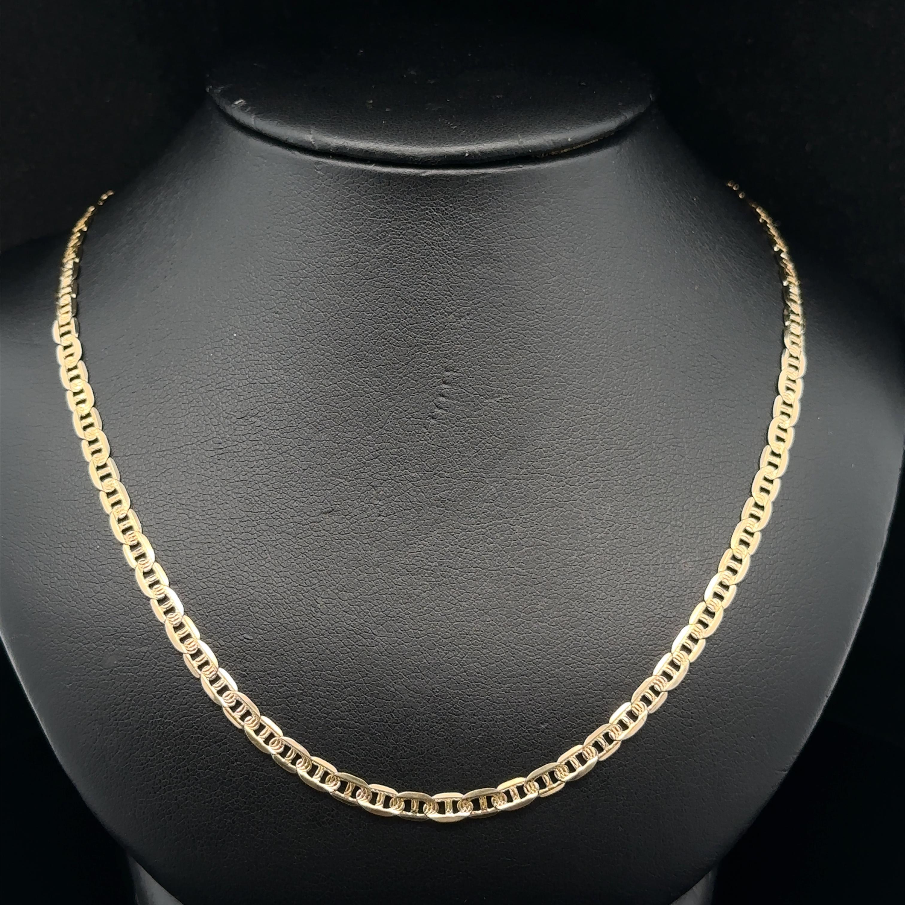 Collar clásico italiano de oro amarillo de 14k de 3,4 mm y 16