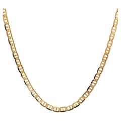 Classic Italian 14k Yellow Gold 3.4mm 16"Flat Mariner Link Unisex Chain Necklace