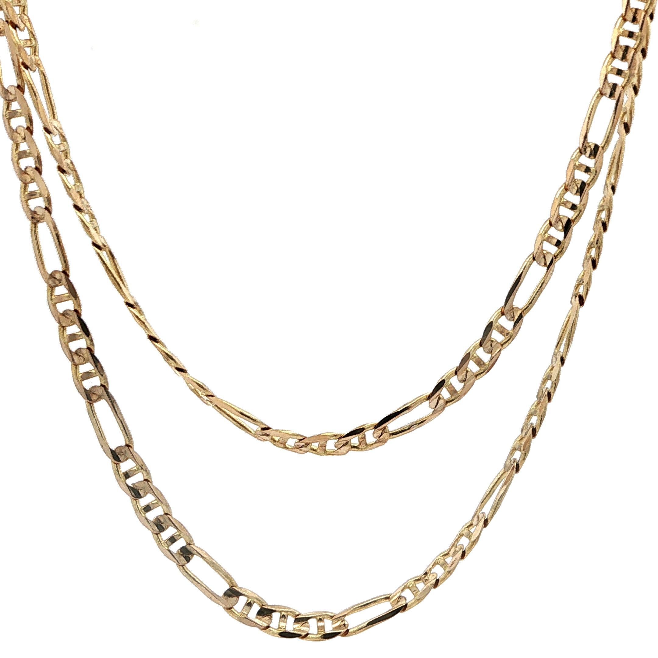 Collar clásico italiano de eslabones Mariner de oro amarillo de 14k pulido de 3,1 mm y 20