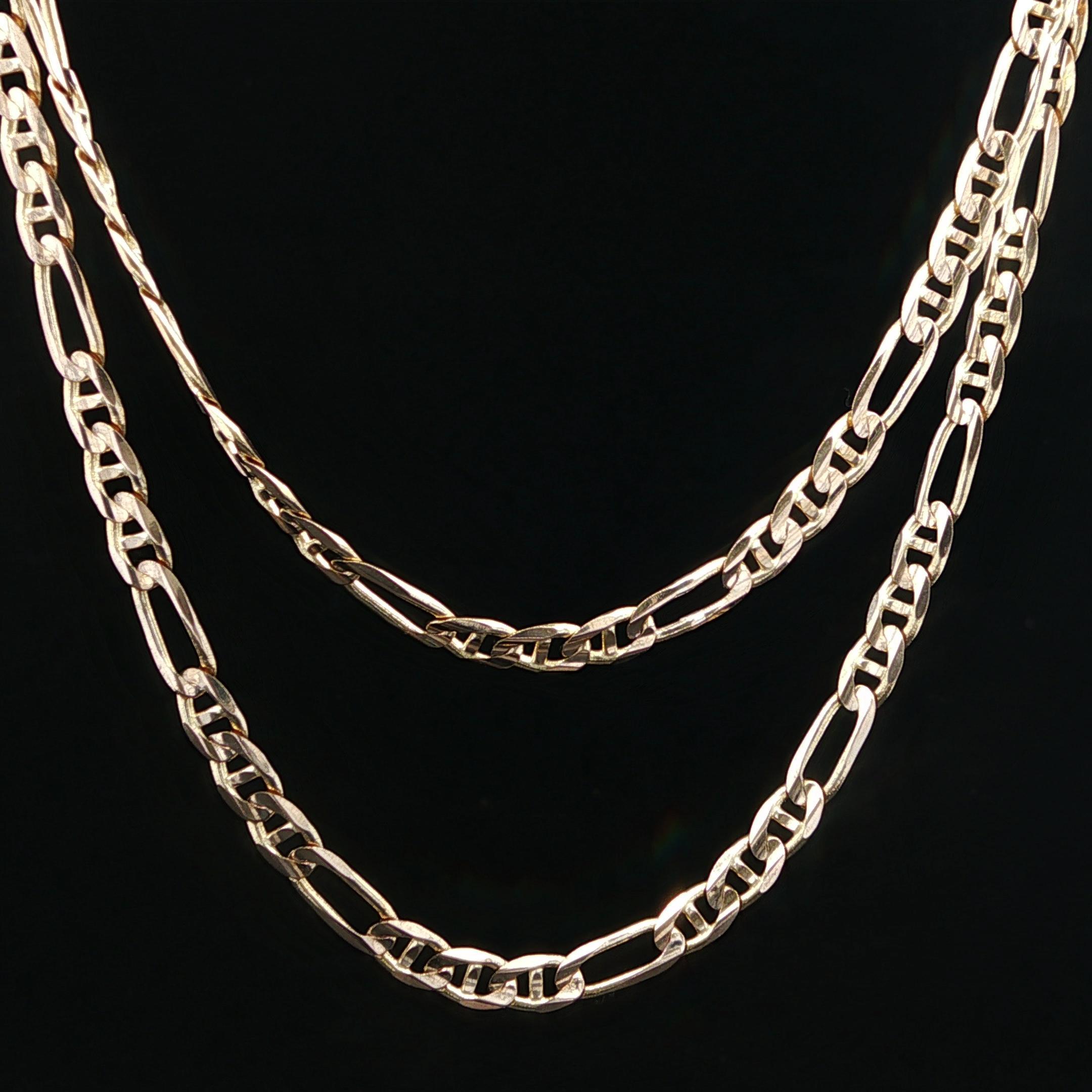 Femenino o masculino Collar clásico italiano de eslabones Mariner de oro amarillo de 14k pulido de 3,1 mm y 20