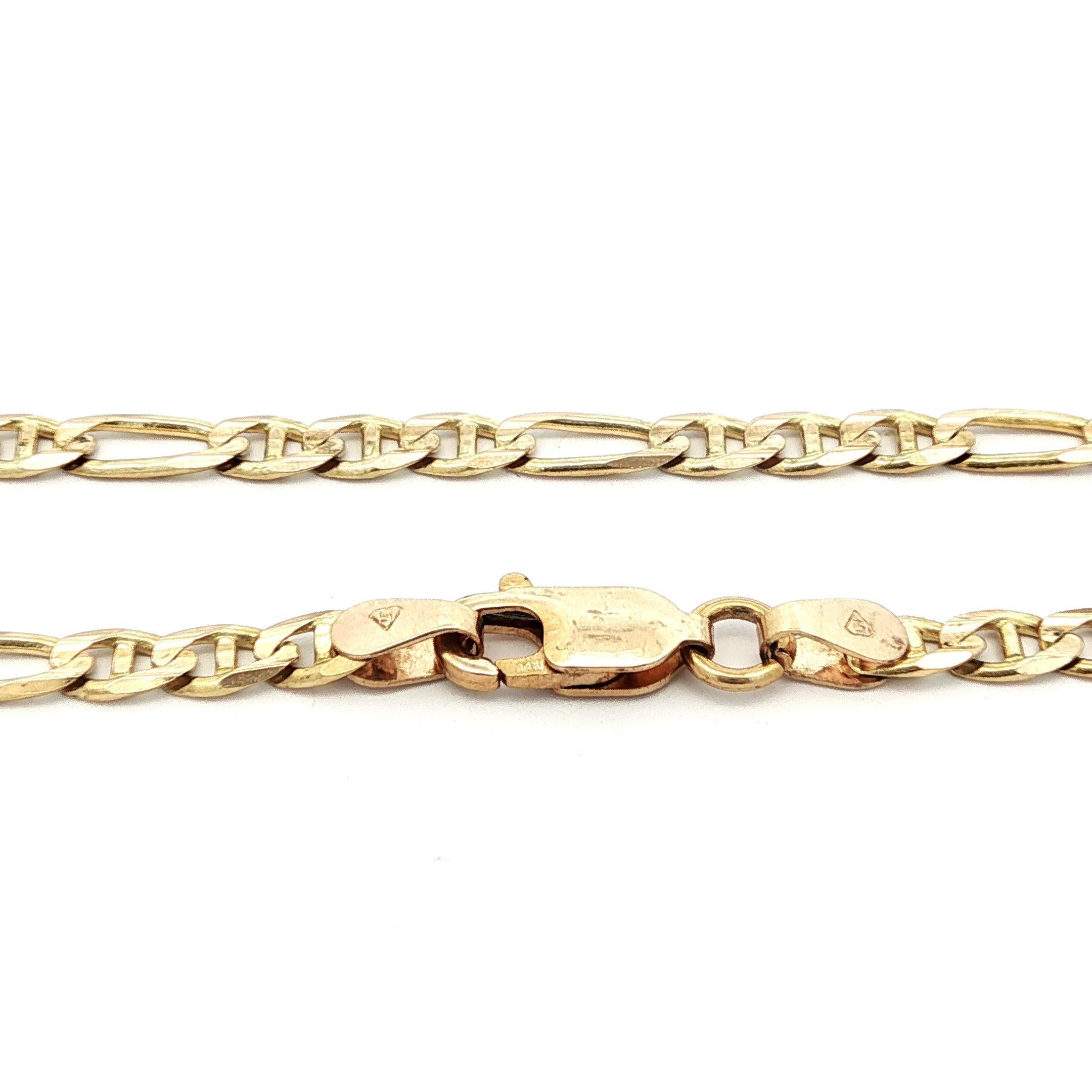 Collar clásico italiano de eslabones Mariner de oro amarillo de 14k pulido de 3,1 mm y 20