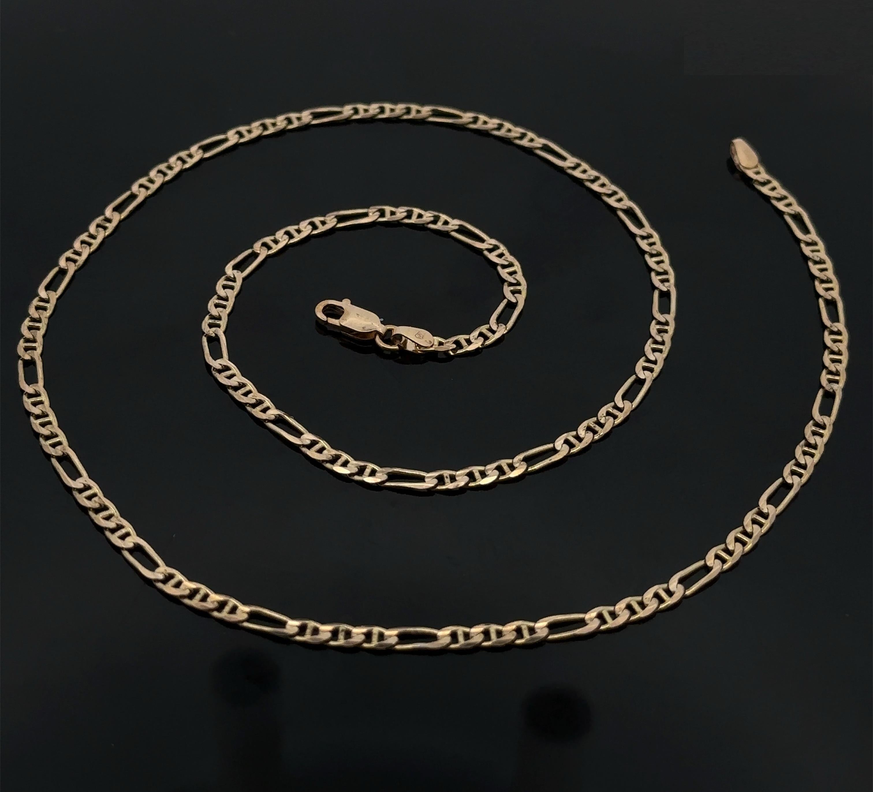 Collar clásico italiano de eslabones Mariner de oro amarillo de 14k pulido de 3,1 mm y 20
