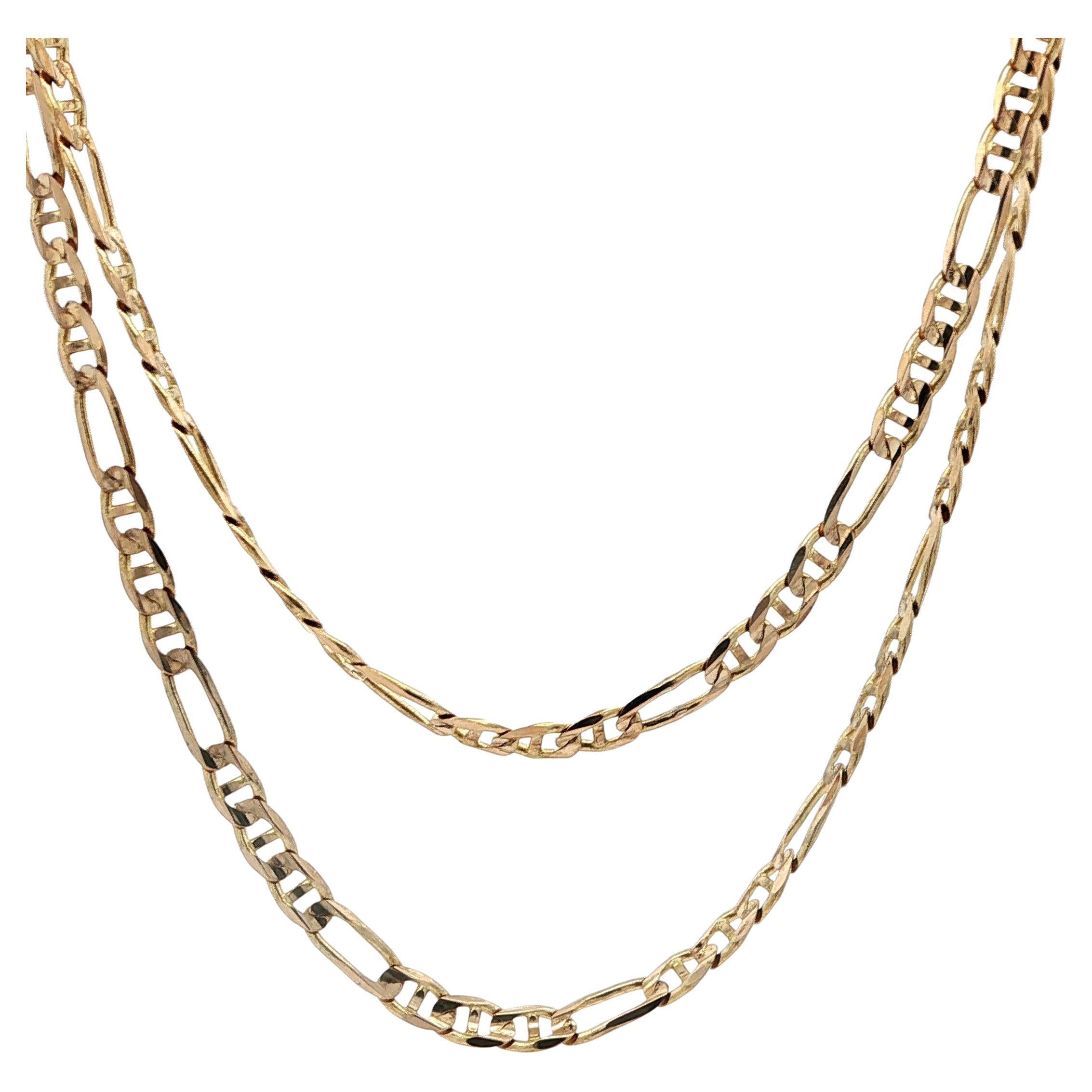 Collar clásico italiano de eslabones Mariner de oro amarillo de 14k pulido de 3,1 mm y 20" Figaro