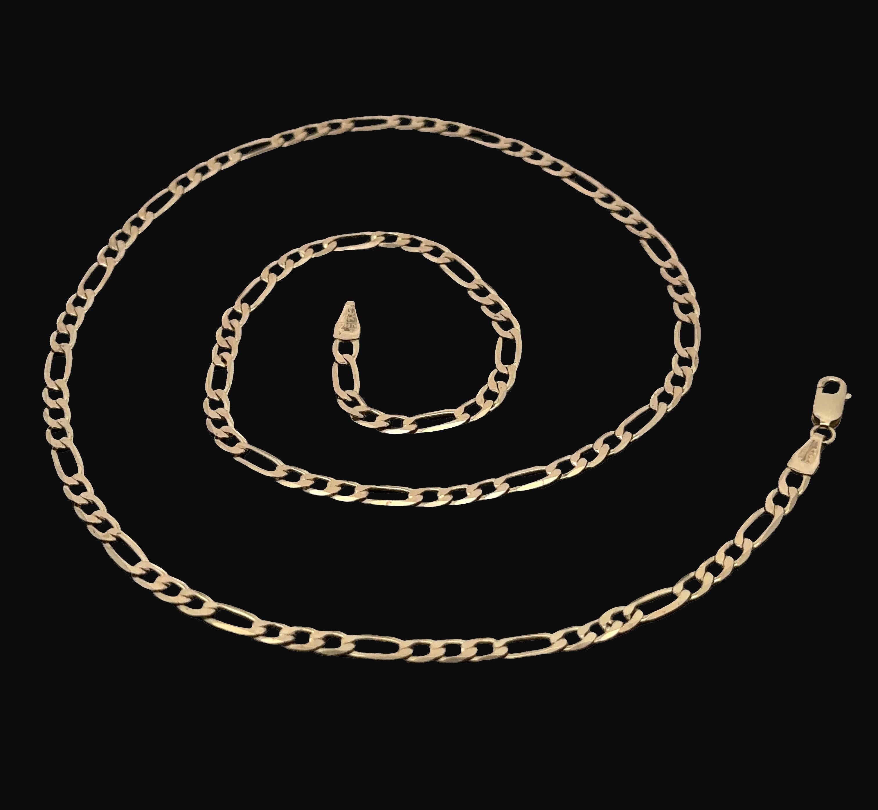 Collar italiano clásico de oro amarillo de 14k pulido de 3,6 mm y 20