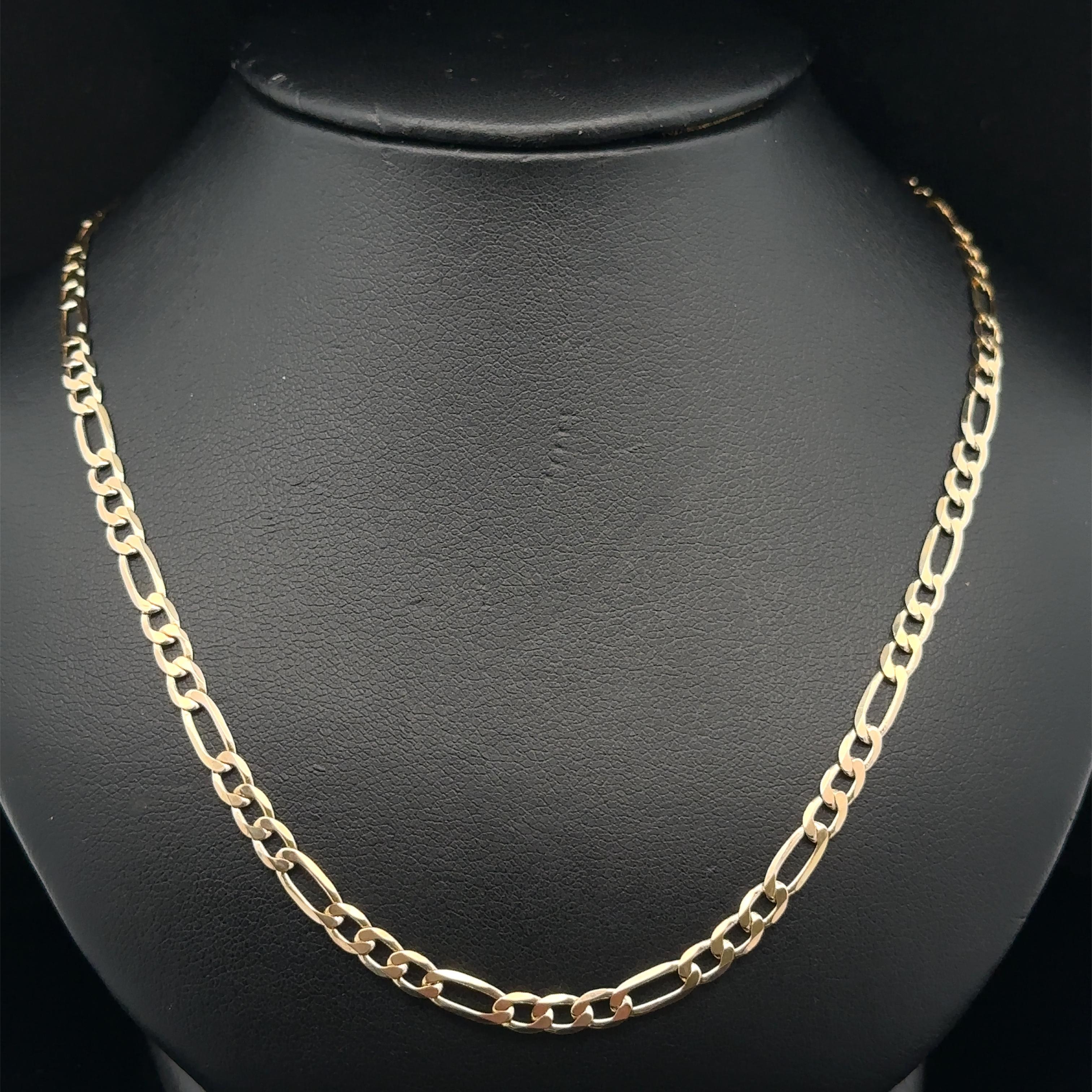 Femenino o masculino Collar italiano clásico de oro amarillo de 14k pulido de 3,6 mm y 20